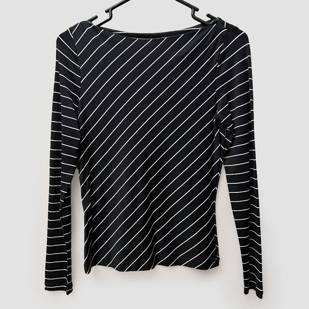 NWOT Express Long Sleeve Black & White Diagonal Stripes Size XS Made in USA